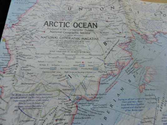NATIONAL GEORGRAPHIC MAP OF ARCTIC OCEAN/ARTIC OCEAN FLOOR   2 SIDED MAP