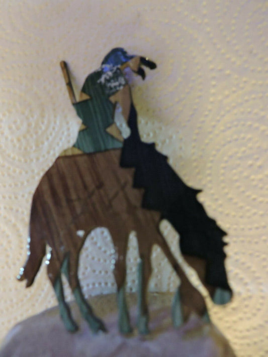 TRAIL OF TEARS METAL ART SCULPTURE  ON STONE BASE (4.5 INCHES TALL, 2 INCH BASE)