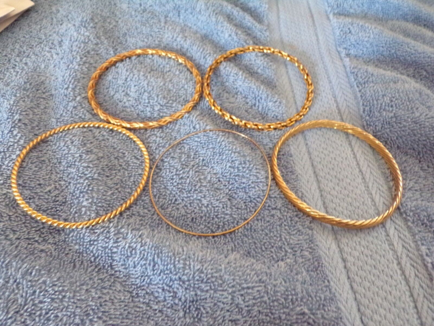 5 Gold Colored Bangle Bracelets