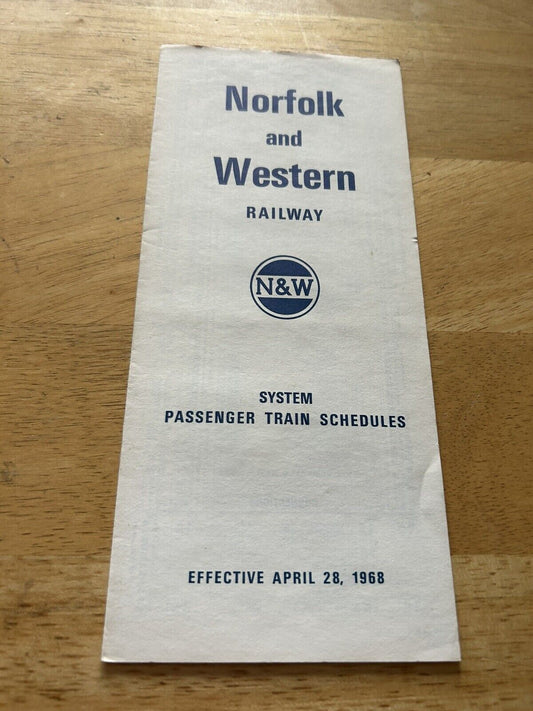 NORFOLK AND WESTERN RAILWAY SYSTEM PASSENGER TRAIN SCHEDULES APRIL 28, 1968