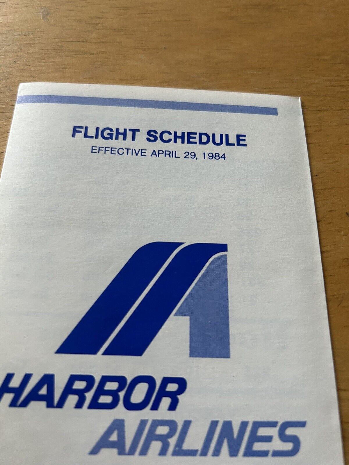 HARBOR AIRLINES FLIGHT SCHEDULE APRIL 29, 1984