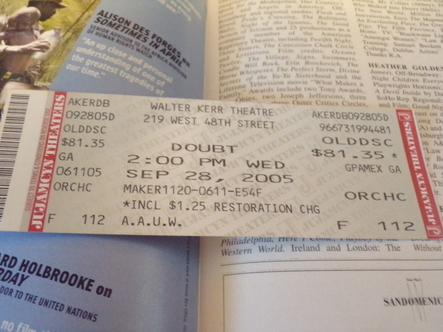 Playbill of "Doubt: A Parable" at Walter Kerr Theatre (2005)