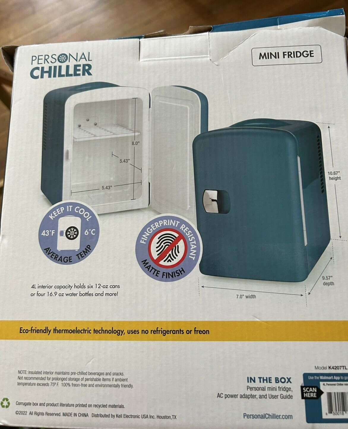 PERSONAL CHILLER MINI FRIDGE HOLDS 6 12 OZ CANS NEW-OPENED BOX
