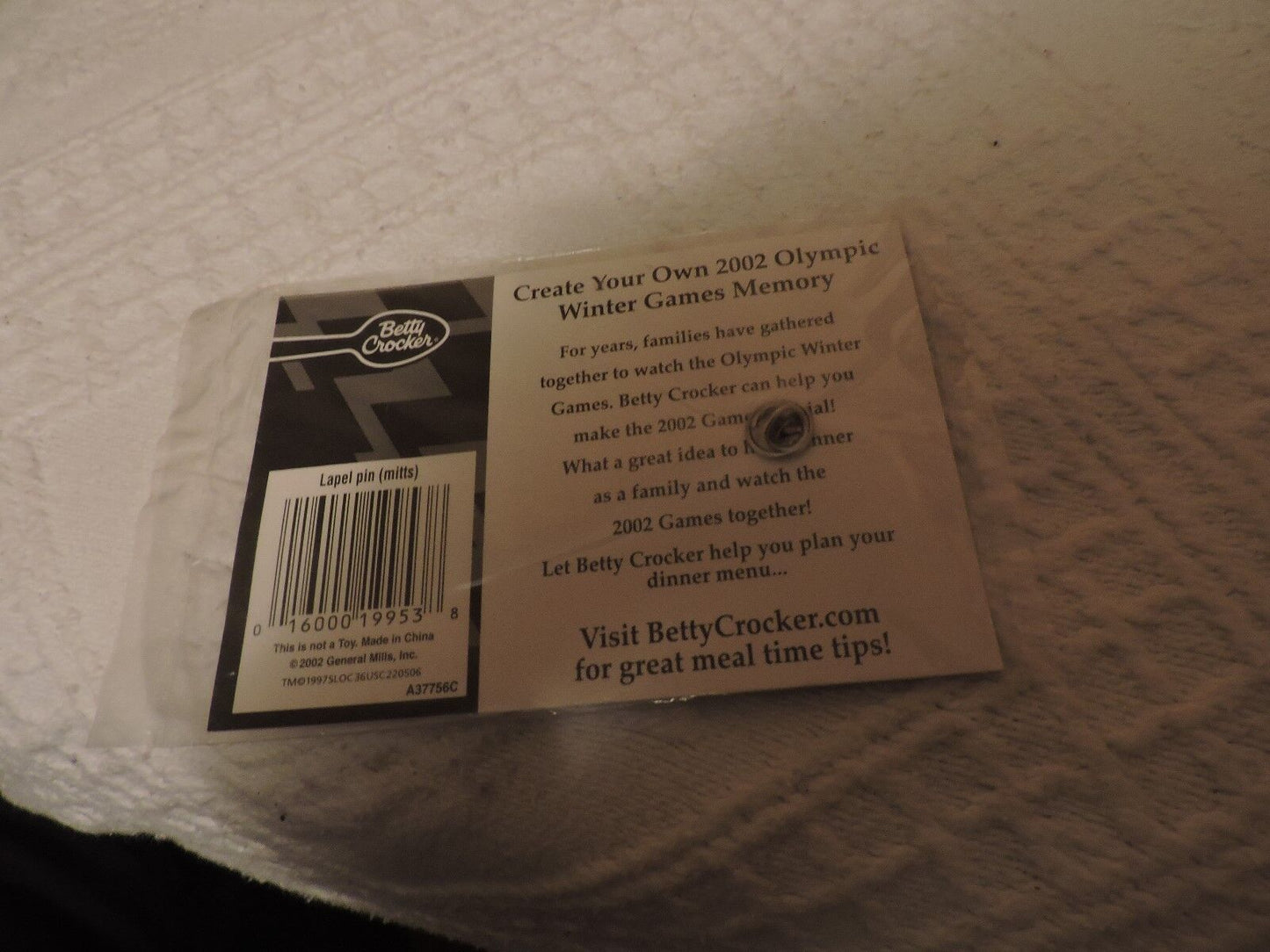 Betty Crocker Collectable Pin: 2002 Olympic Games Collectable