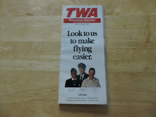 TWA Worldwide Timetable January 7 1993