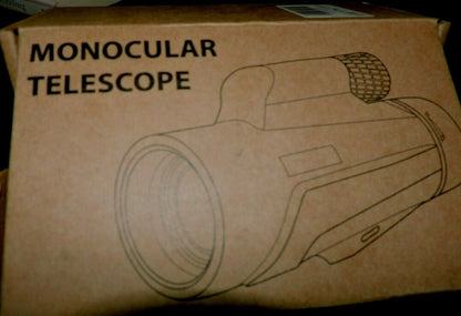 MONOCULAR TELESCOPE--NEW--WITH  QUICK START GUIDE, BAG, STRAP, AND CLEANING CLOT