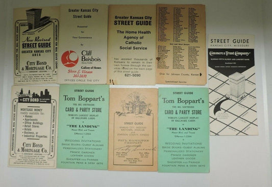 Lot of 8 Vintage Assorted Kansas City Street Guides