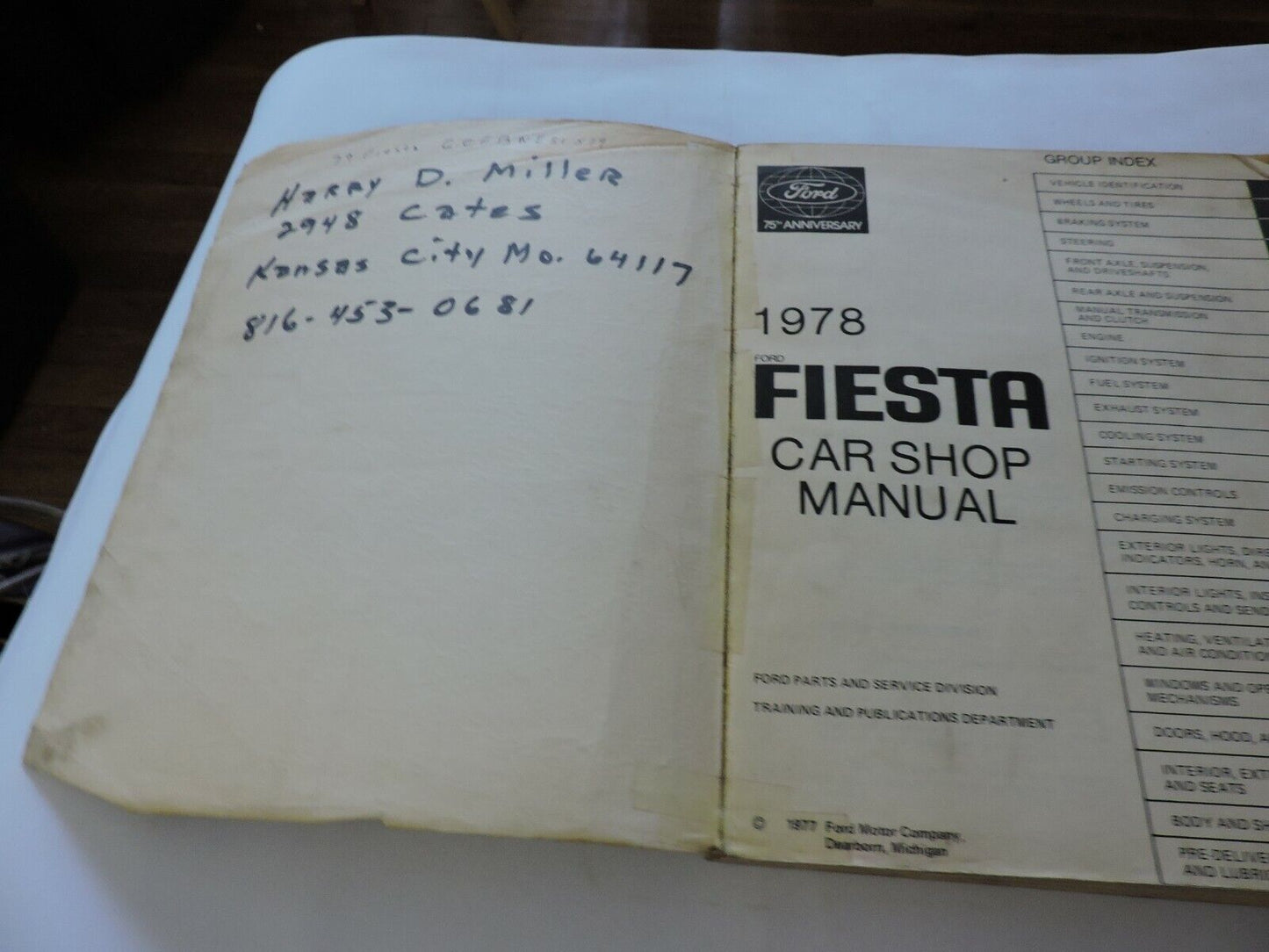 SERVICE MANUAL: 1978 FORD FIESTA CAR SHOP MANUAL