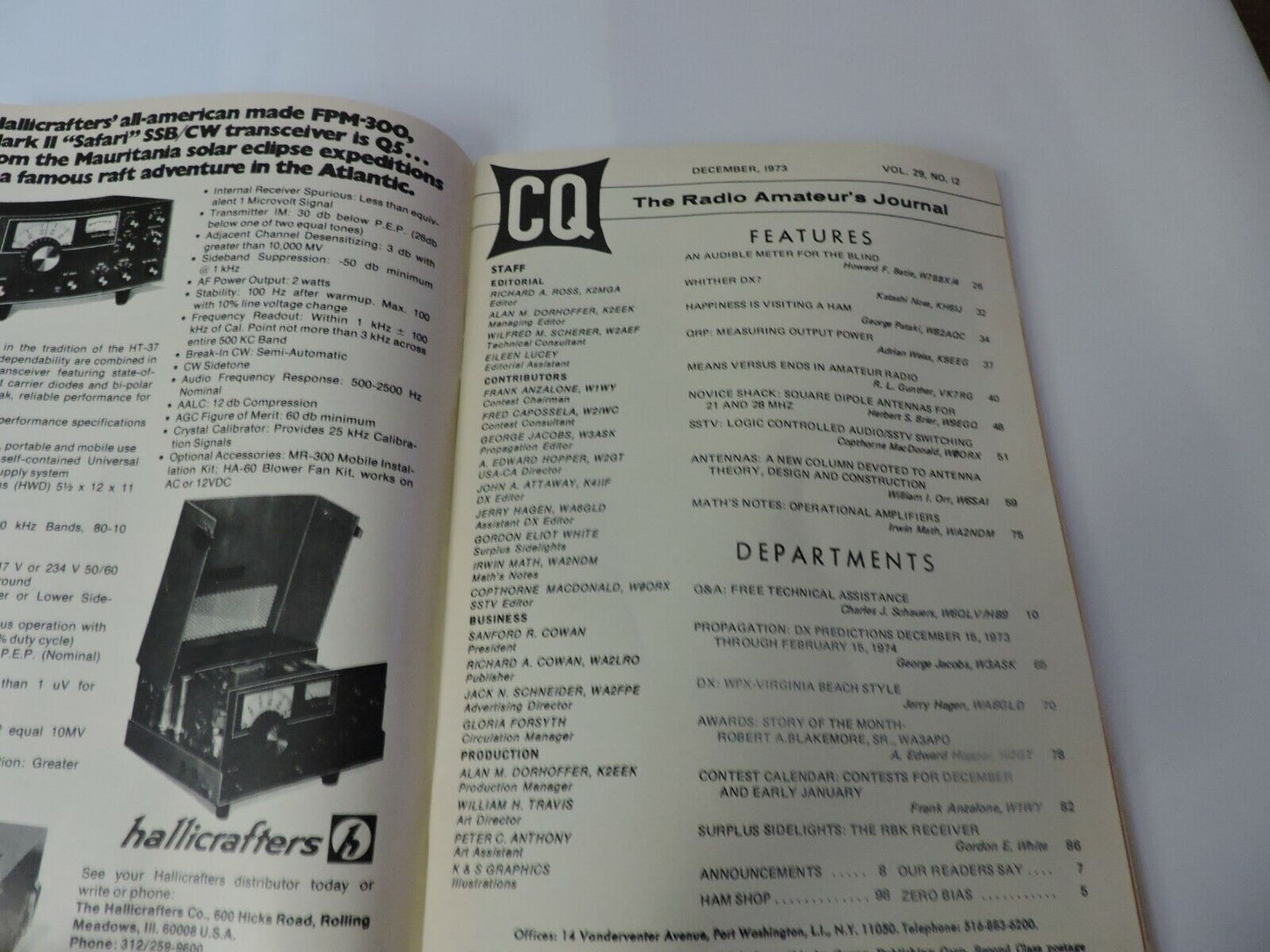 CQ; THE RADIO AMATEUR'S JOURNAL DECEMBER 1973 -AN AUDIBLE METER FOR THE BLIND