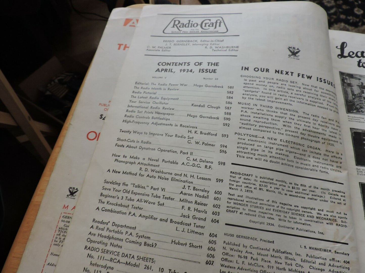 RADIO CRAFT MAGAZINE APRIL  1934