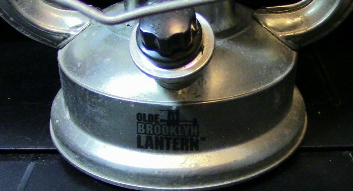 Silver "Olde Brooklyn" Battery Operated Lantern with Clear Glass Globe