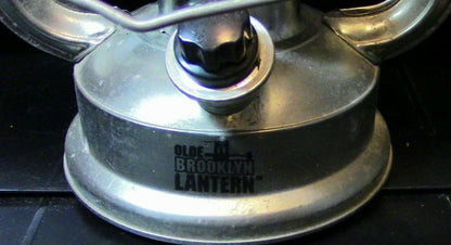 Silver "Olde Brooklyn" Battery Operated Lantern with Clear Glass Globe