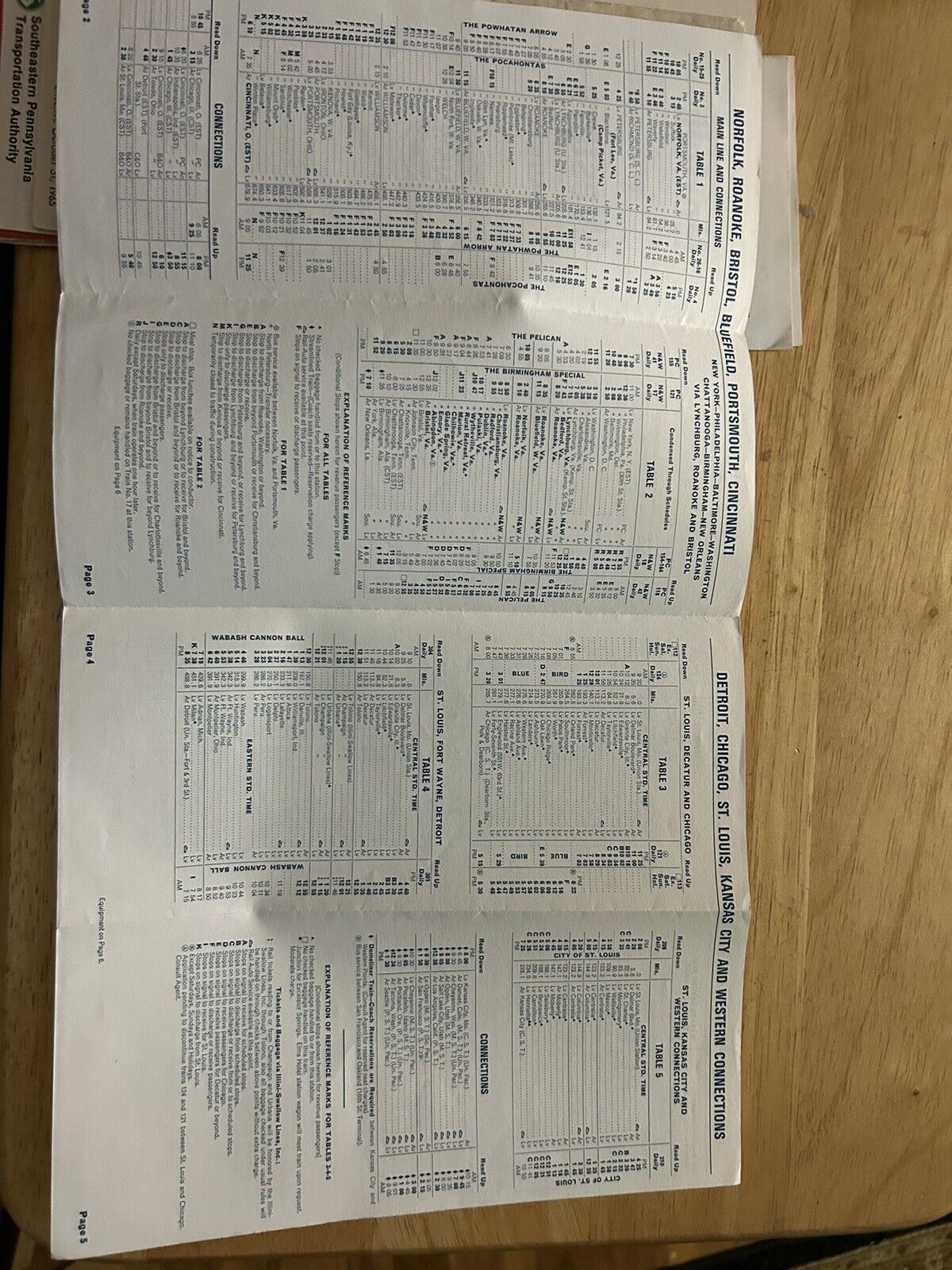 NORFOLK & WESTERN RAILWAY PASSENGER TRAIN SCHEDULES OCTOBER 27, 1968