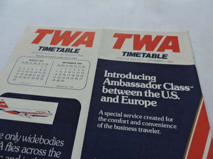 TWA  TIMETABLE AUGUST 1-SEPTEMBER 3. 1980