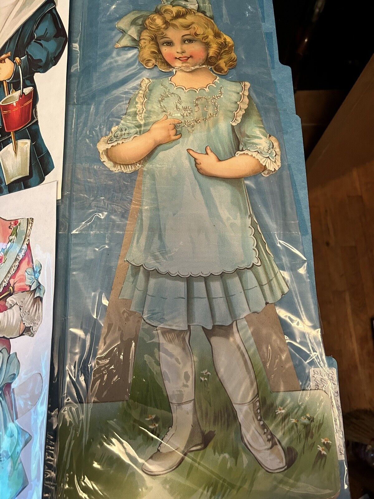 Paper Dolls (Collectable): 22" Paper Doll with stand, 3 Dresses and 2 hats