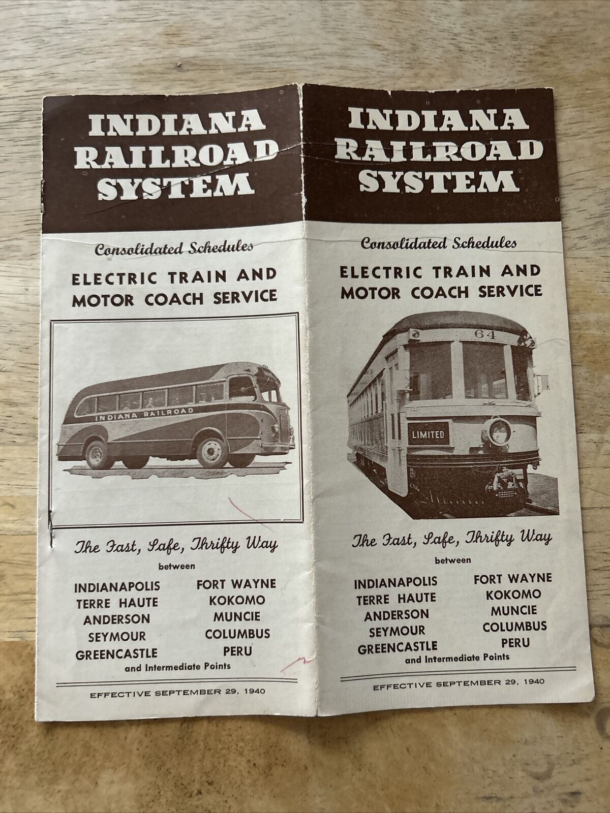 Indiana Railroad System Electric Train and Motor Coach Sep 29 1940