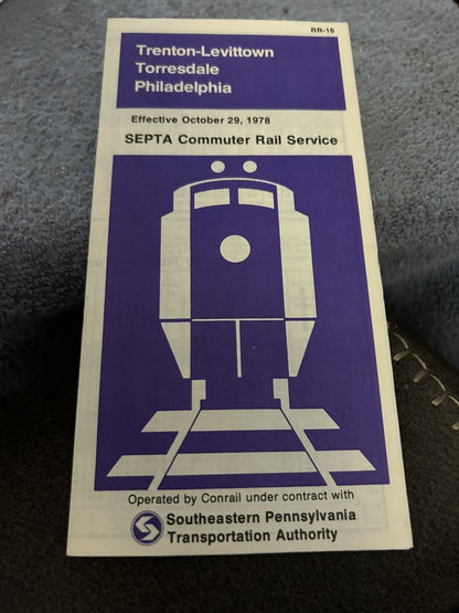 TIMETABLE: TRENTON-LEVITTOWN TORRESDALE PHILADELPHIA SEPTA COMMUTER 1978