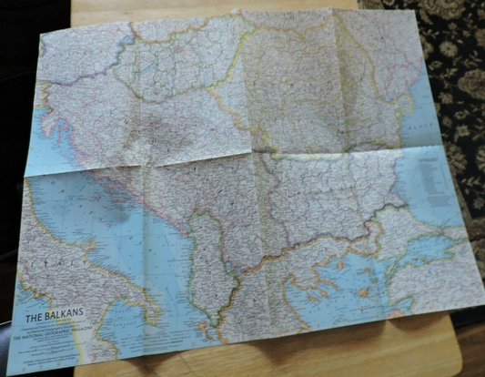 NATIONAL GEORGRAPHIC MAP OF THE BALKANS  1962