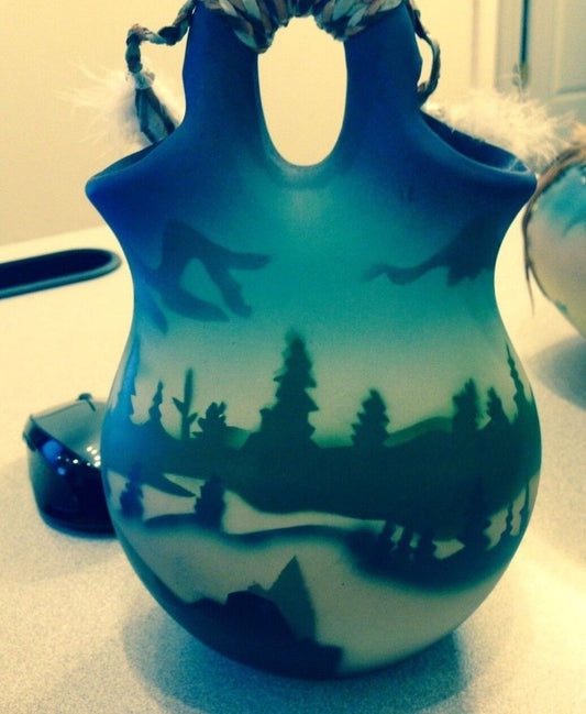 WEDDING VASE - SOUTHWEST INFLUENCE - HAND PAINTED
