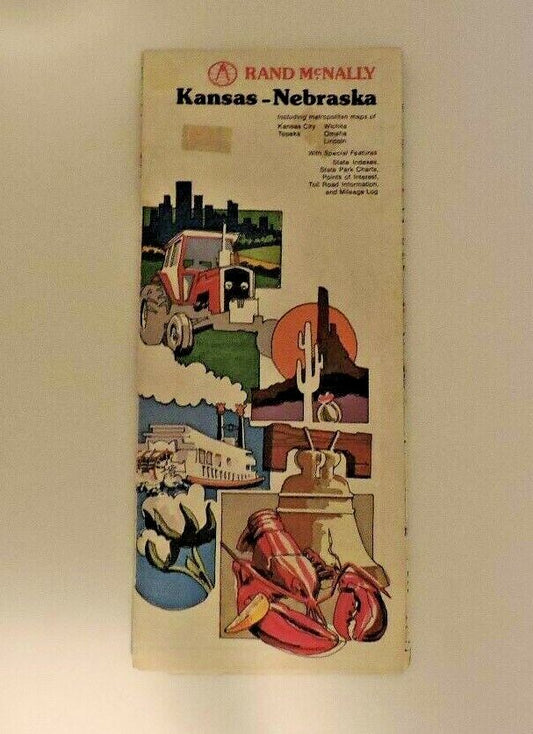 Vintage Rand McNally Kansas Nebraska Folding Maps