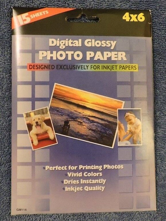 Digital Glossy Photo Paper 4 X 6 (15 Sheets for Inkjet Printers)