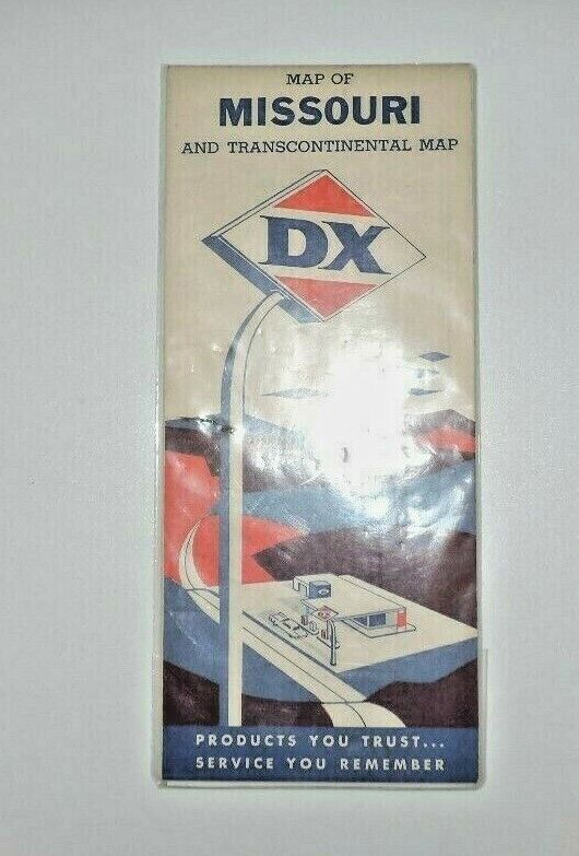 Vintage Folding Map of Missouri And Transcontinental Map By DX