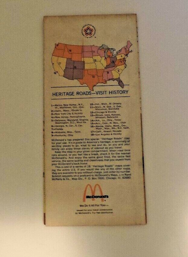 Vintage Heritage Roads Region 16 Folding Map (McDonalds Ad)