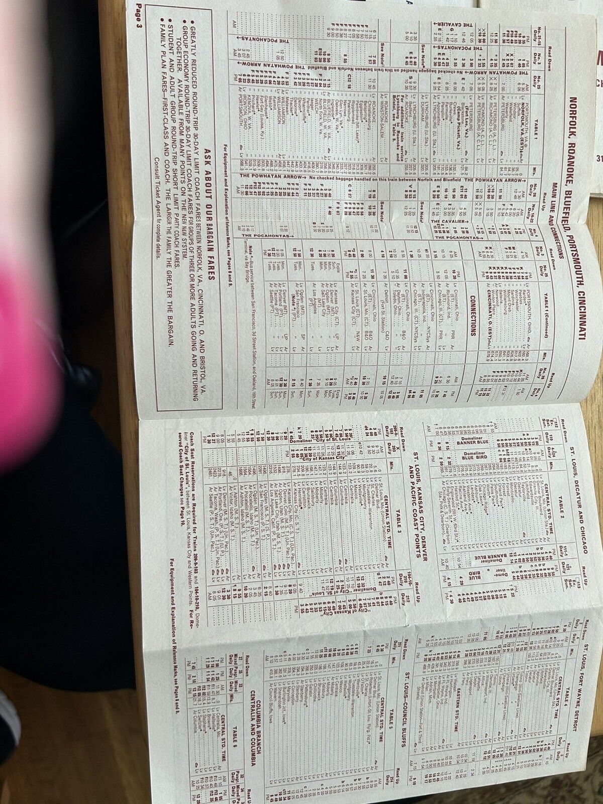 NORFOLK AND WESTERN RAILWAY SYSTEM PASSENGER TRAIN SCHEDULES APRIL 25, 1965