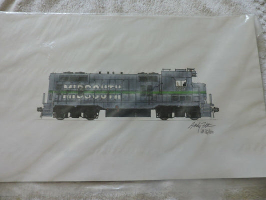 MID SOUTH TRAIN  ENGINE SIGNED & NUMBERED  PRINT 14X8.5 INCHES