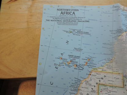 NATIONAL GEORGRAPHIC MAP OF NORTHWESTERN  AFRICA 1966