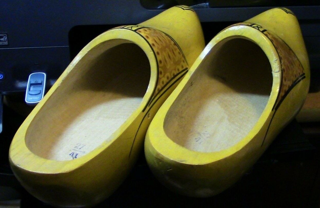 Hand Carved Wooden Shoes: Stamped 27/41
