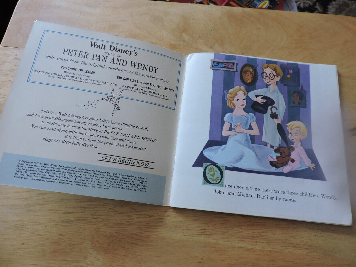WALT DISNEY'S PETER PAN & WENDY: RECORD AND BOOK 1965