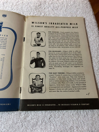 FREE GIFTS FOR WILSON MILK LABELS CATALOG AND RECIPE BOOK 1941