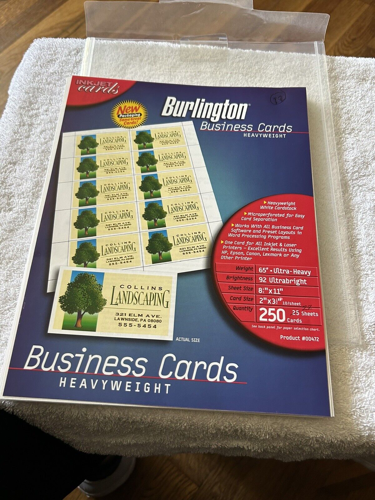 BURLINGTON BUSINESS CARDS--HEAVYWEIGHT --OPENED--22 SHEETS