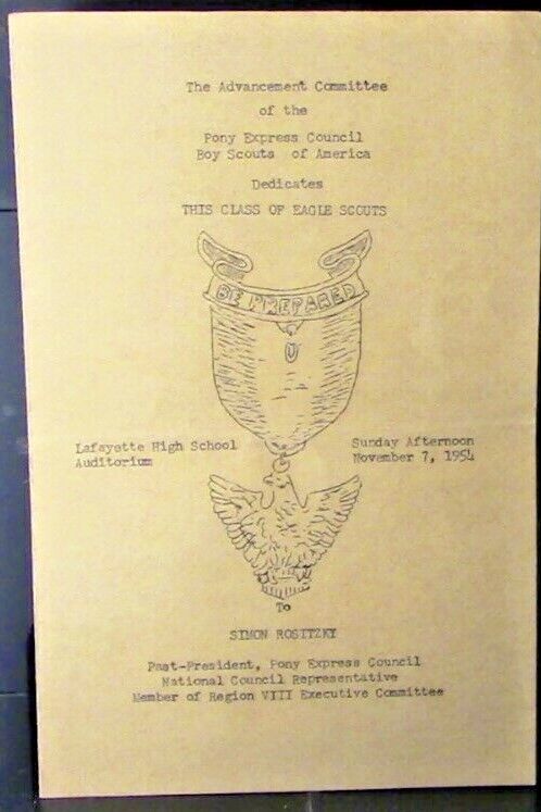 BSA/Boy Scouts: Vintage, 1954 Eagle Court Of Honor (Pony Express Council) Invite