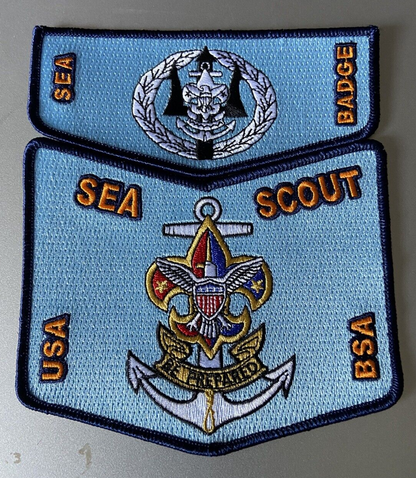 BSA: 1st Issue (100 sets made) Sea Scout/Sea Badge Pocket and Flap Patch Set