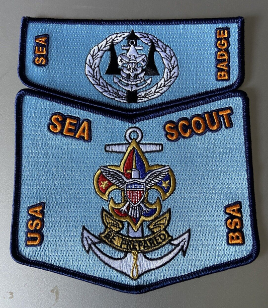 BSA: 1st Issue (100 sets made) Sea Scout/Sea Badge Pocket and Flap Patch Set