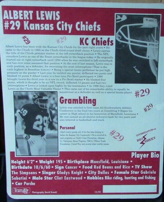 Official NFL: Kansas City Chiefs Player Photo & History: Albert Lewis