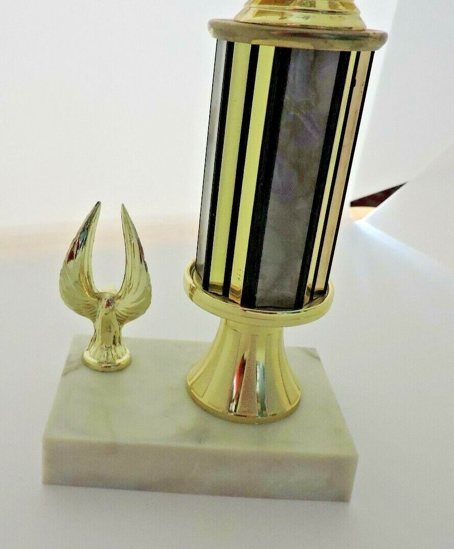 SOCCER TROPHY--10.5  INCHES TALL, 3X4 INCH WHITE MARBEL BASE