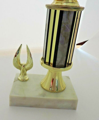 SOCCER TROPHY--10.5  INCHES TALL, 3X4 INCH WHITE MARBEL BASE