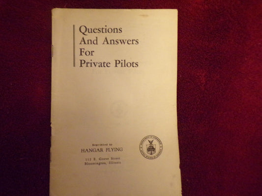 Vintage (1954) Aviation Handbook: Questions and Answers for Private Pilots