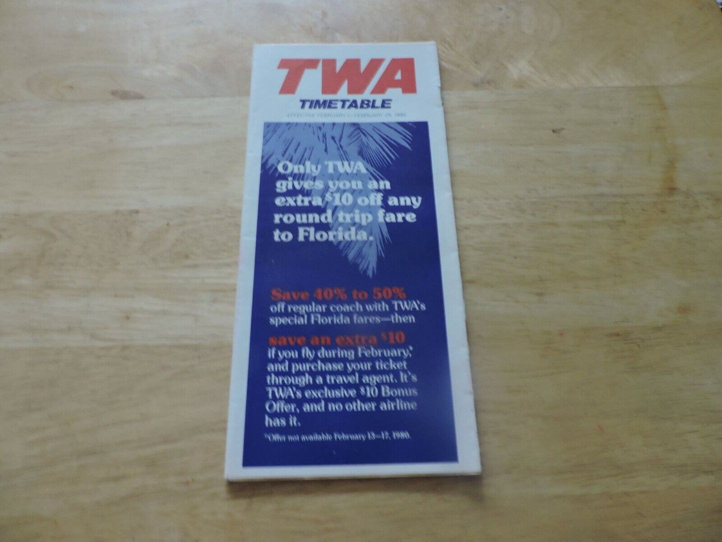 TWA Timeline Effective February 1-29, 1980