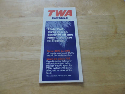 TWA Timeline Effective February 1-29, 1980