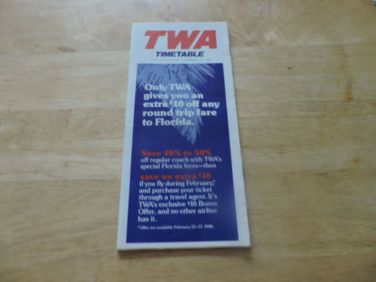 TWA Timeline Effective February 1-29, 1980