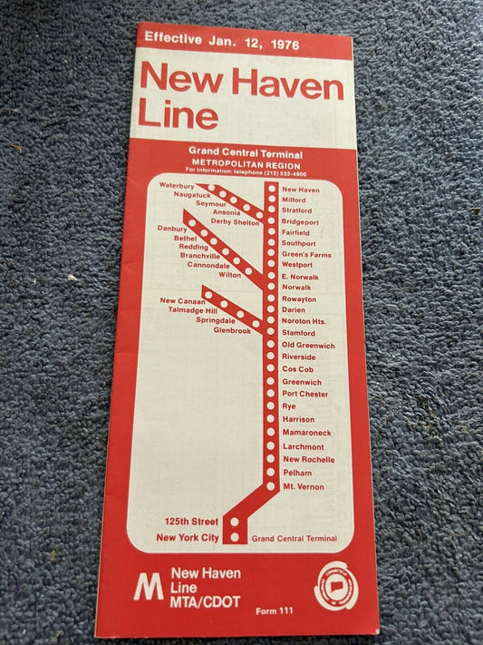 RAILROAD TIMETABLE: NEW HAVEN LINE  JANUARY 12, 1976