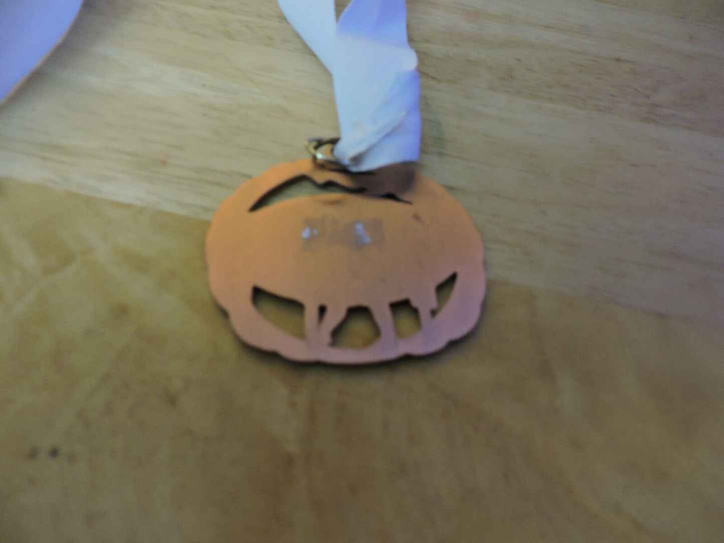 GYMNASTIC BRONZE COLORED 2.5 INCH MEDAL WITH WHITE RIBBON