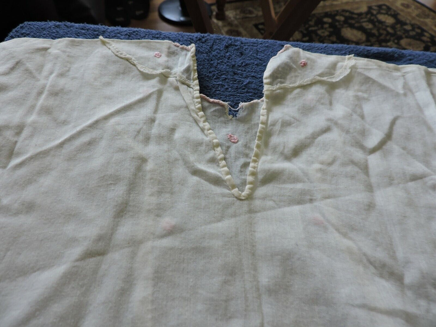 VINTAGE BABY GOWN--HAND MADE WITH EMBROIDERED FLOWERS