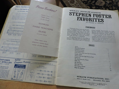 WESLEY SCHAUM PRESENTS STEPHEN FOSTER FAVORITES FOR PIANO OR ORGAN 1970