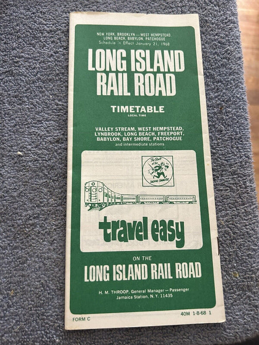 RAILROAD TIMETABLE: LONG ISLAND  JANUARY 21, 1968