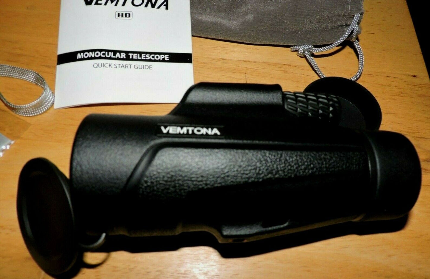 MONOCULAR TELESCOPE--NEW--WITH  QUICK START GUIDE, BAG, STRAP, AND CLEANING CLOT